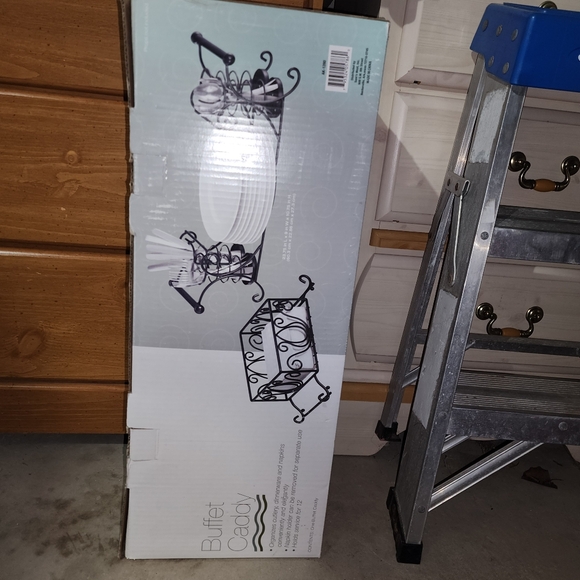 2 Piece Wrought Iron Buffet Caddy 24x9x11" Black Sam's Club Dishes Napkins - Picture 5 of 11